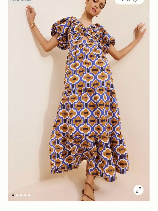 Anthropologie Dresses & Skirts - Anthropologie Blue and Mustard Geometric Knot-Front Maxi Dress